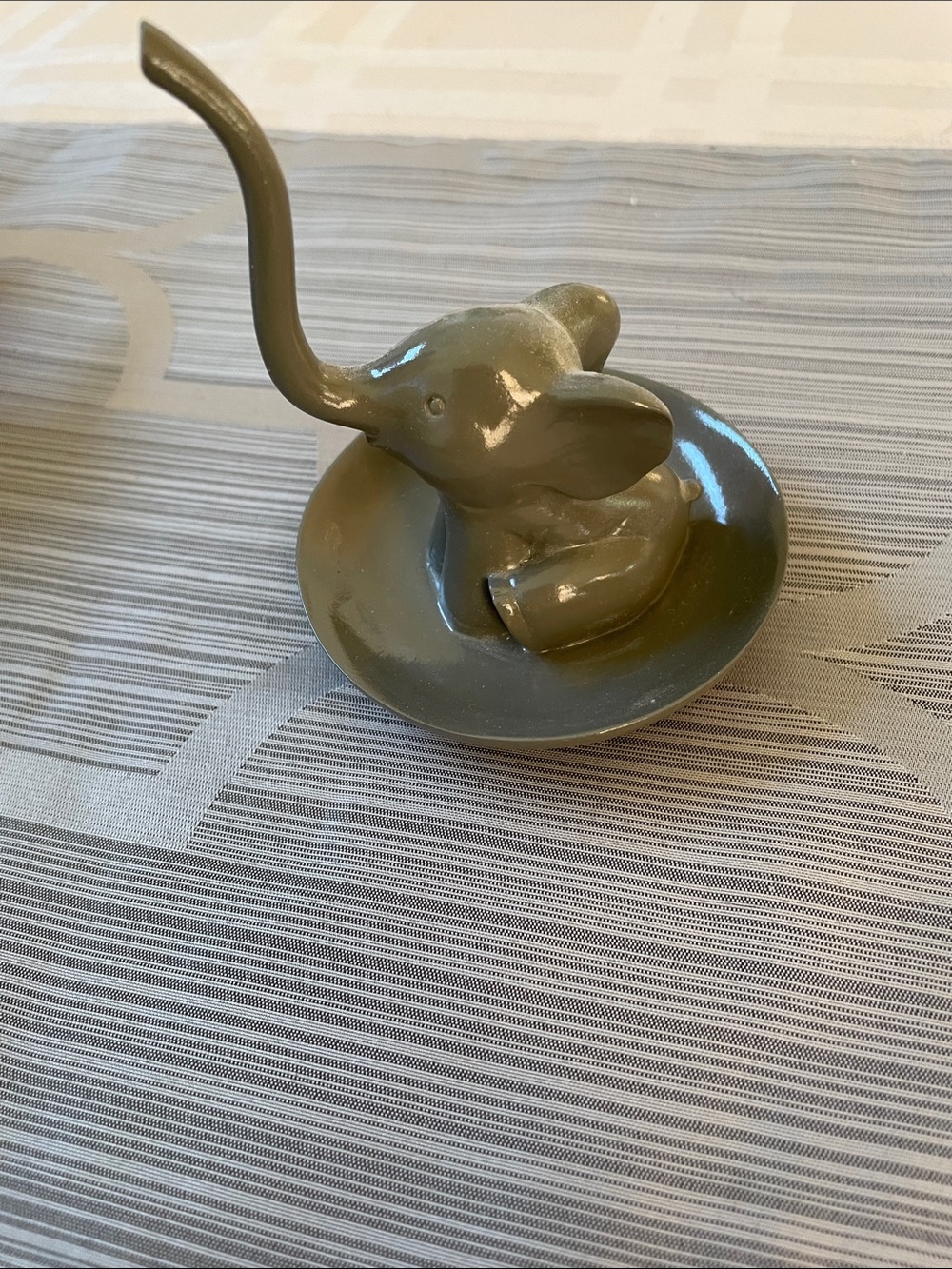 Gray Ceramic Elephant Ring Dish - Home Decor